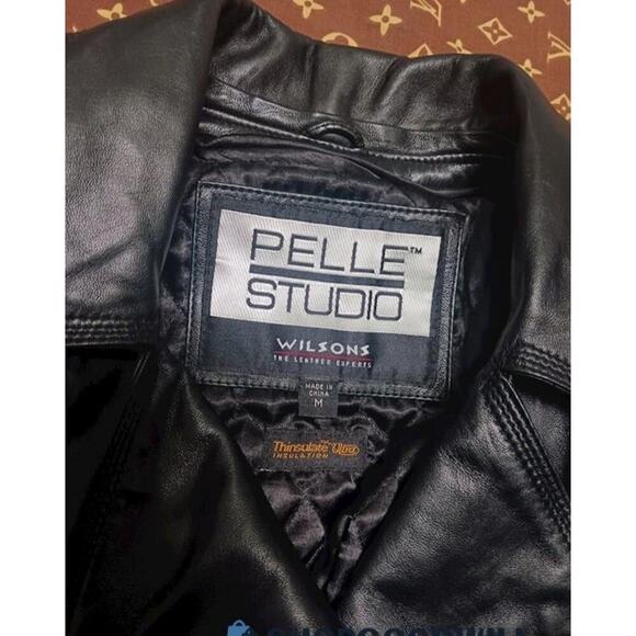 Wilsons BLACK Leather Jacket Womens M Pelle Studio Thinsulate Lined TIE‎ BELT - Picture 5 of 6